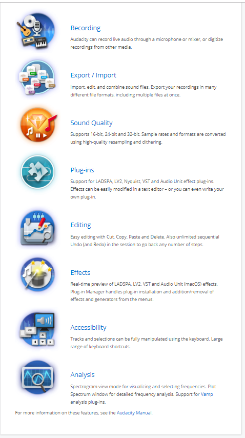 Audacity features